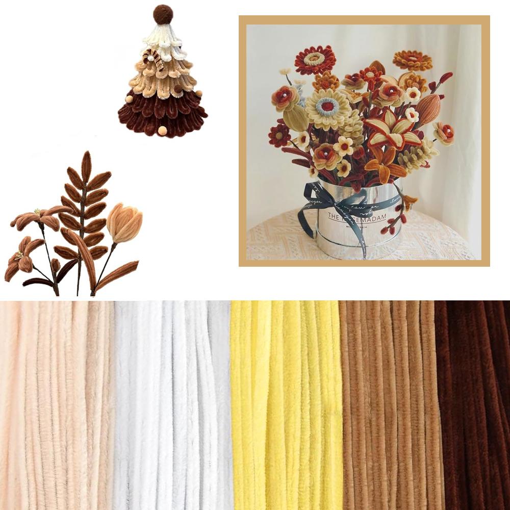 250Pcs Pipe Cleaners Craft Set, 5 Colors Pipe Cleaners Bulk Pastel Chenille Stems for Craft Pipe Cleaner Flowers Making Kit