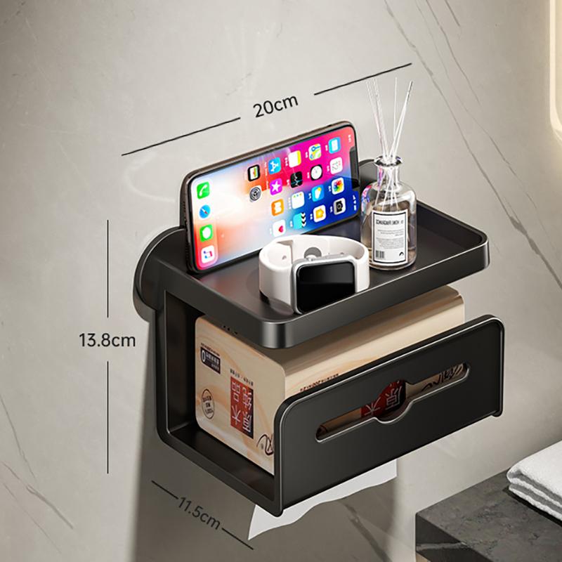 Wall Mount Toilet Paper Holder Plastic Waterproof Roll Paper Storage Rack Bathroom Tissue Organizer Shelves
