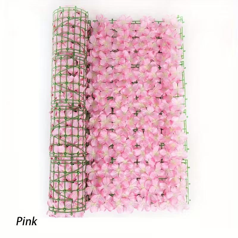 6pc 50cm*50cm Pink Cherry Blossom Artificial Plastic Privacy Fence Screen Realism Decorative Fences Garden Patio Balcony Railing