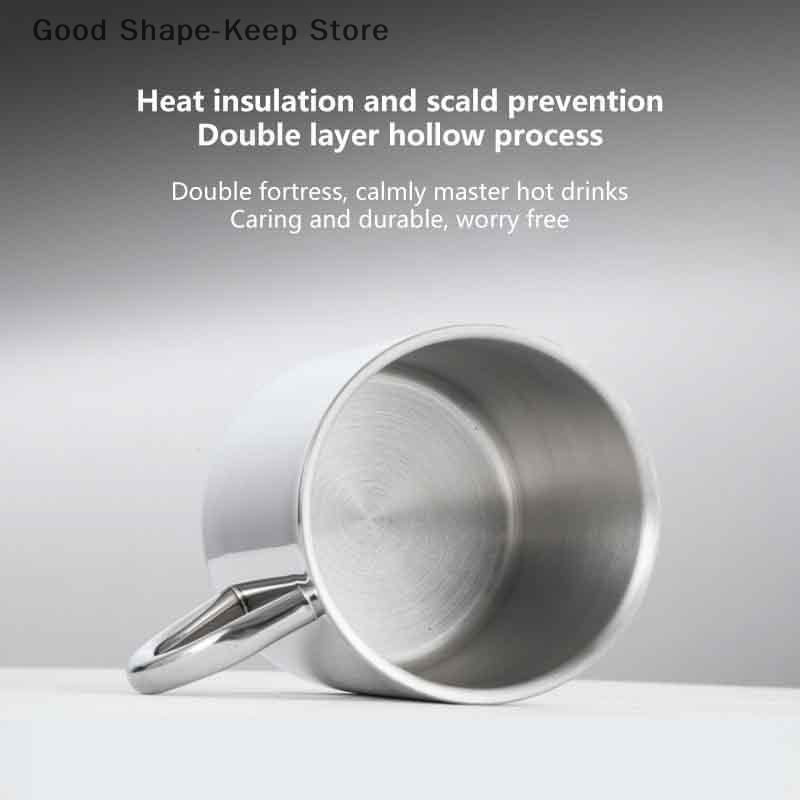 304 Stainless Steel Double Wall Coffee Mug Without Lid Portable Cup Travel Tumbler Jug Children's Milk Tea Cups Office Water Mug