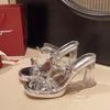 Summer Crystal Transparent and Breathable Two Wear Cool Slippers Women Wear Fashion Temperament Women's Medium Heel High Heels