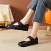 Fashion Square Toe Mary Jane Shoes Woman Strappy Genuine Leather Loafers Women Strappy Flats Ladies Vintage  Mary Janes Mocasines Mujer