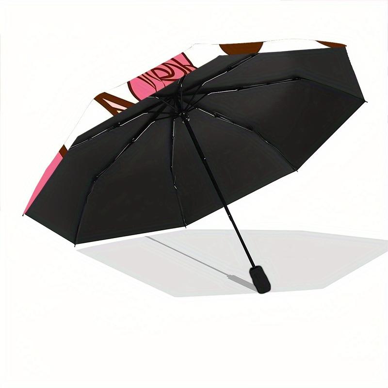 Rose Hello Kitty Sanrio Cartoon Umbrella, Portable 3-Fold Compact Umbrella, Suitable for Camping, Hiking and Travel, Ideal Easter Birthday Gift for Fa