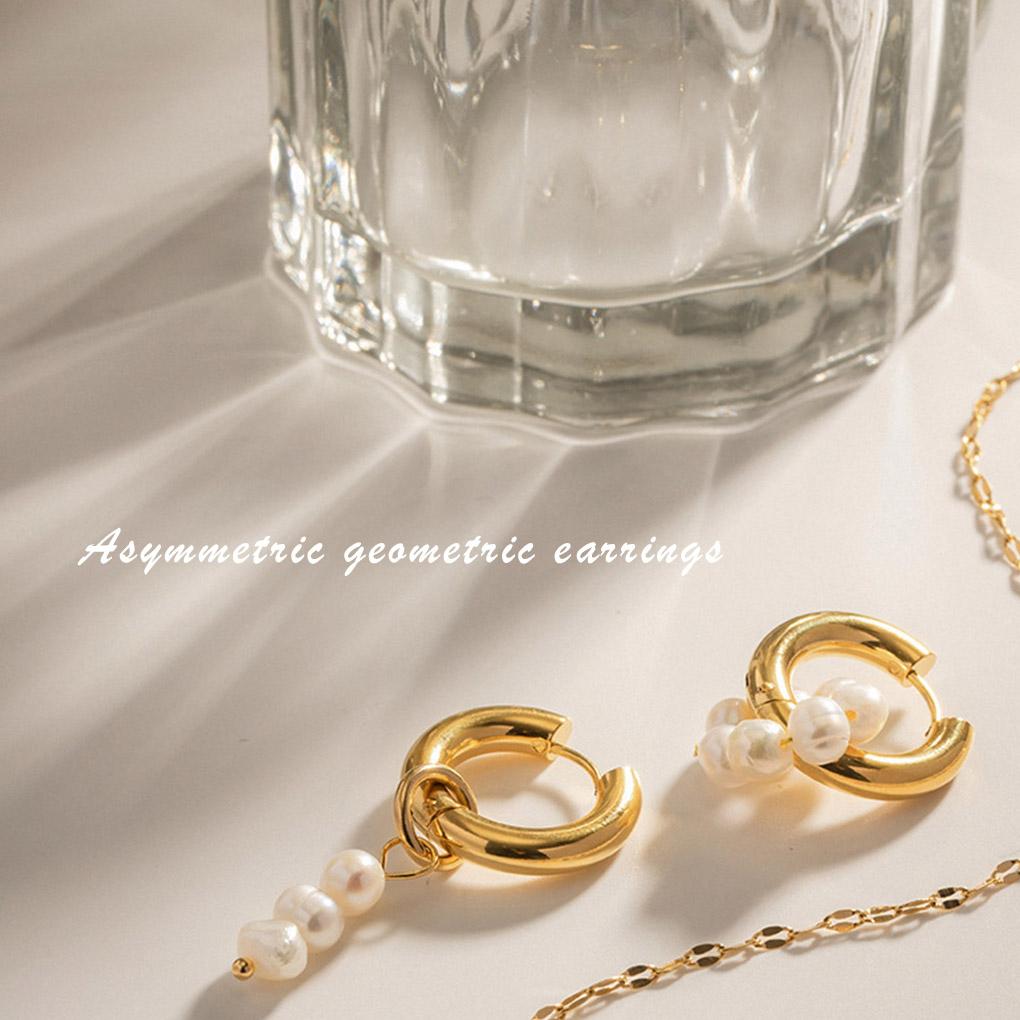 1 Pair Asymmetric Pearl Earrings Festival Holiday Party Wedding Engagement Personalized Piercing Jewelry Women Girls
