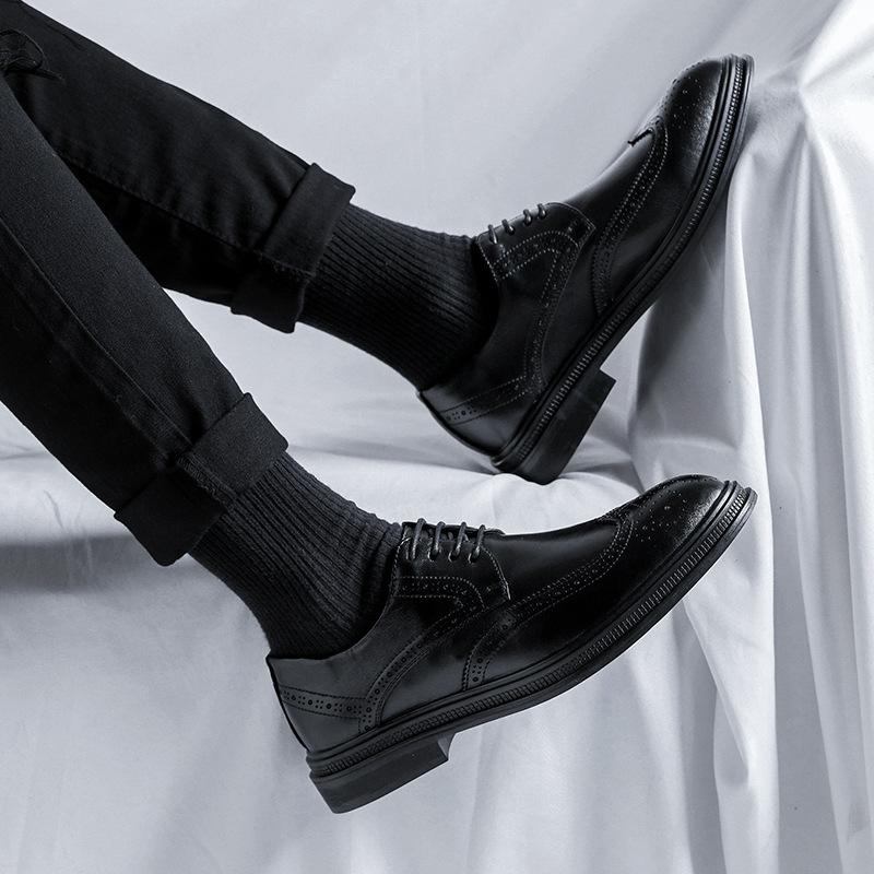 Summer Leather Shoes Men'S Business Dress Fashion Brock British Casual Lace-Up Groom Wedding Shoes 6698-R