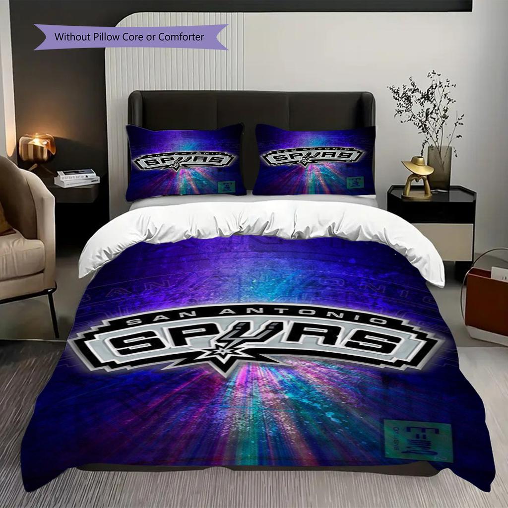Biancheria da letto vibrante con eredità cestistica San Antonio Spurs(1 * copripiumino + 2 * federa, senza nucleo)Set di Biancheria da letto morbido e confortevole