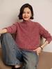 Autumn/Winter Thickened Half-High Collar Fancy Yarn Cashmere Pullover - Short Style Korean Loose Knit Sweater for Women