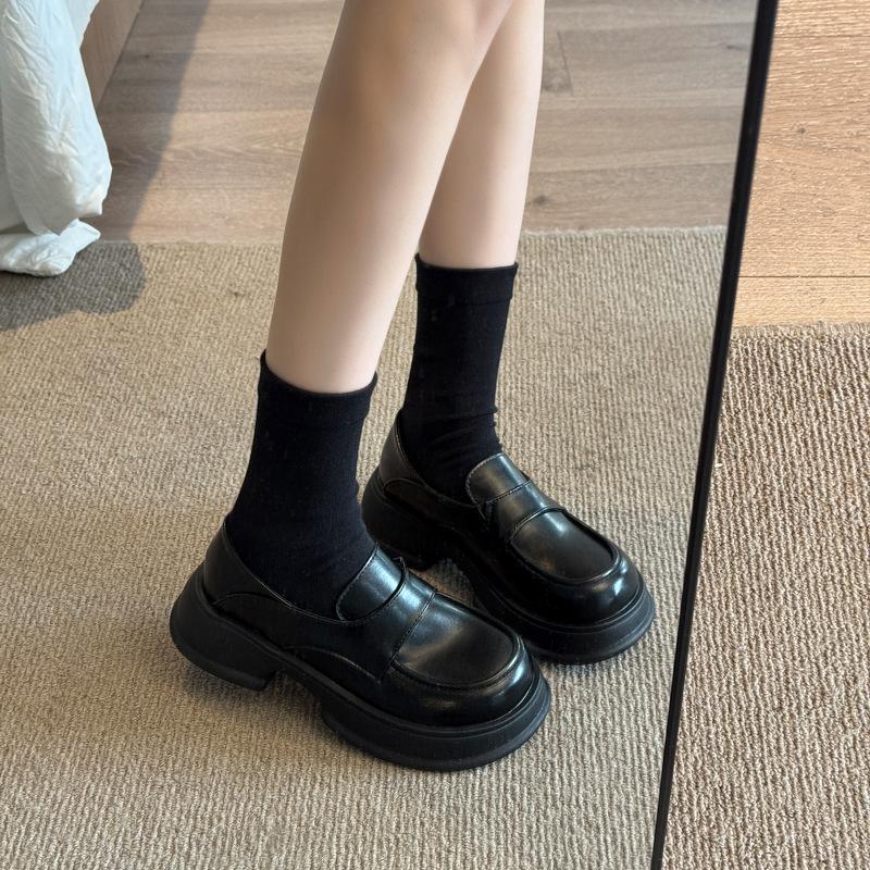 Platform loafers women's 2025 autumn and winter new models with skirts, one pedal, small leather shoes, British style JK uniform single shoes women