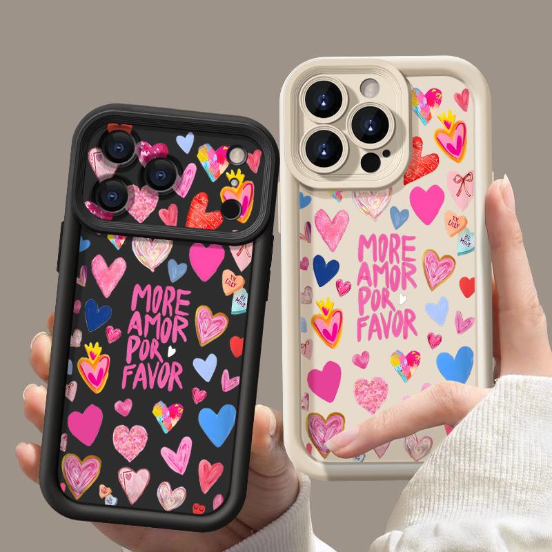 Heart Print Pattern Phone Case For iPhone Air 17 16e 16 15 Pro Max 16 14 Plus 13 12 11 Pro Max 7 8 Shockproof Soft TPU Silicone Cover