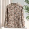 Printed Plus Velvet Bottoming Shirt Top Floral Long-sleeved Women's Stand-up Collar Warm T-shirt