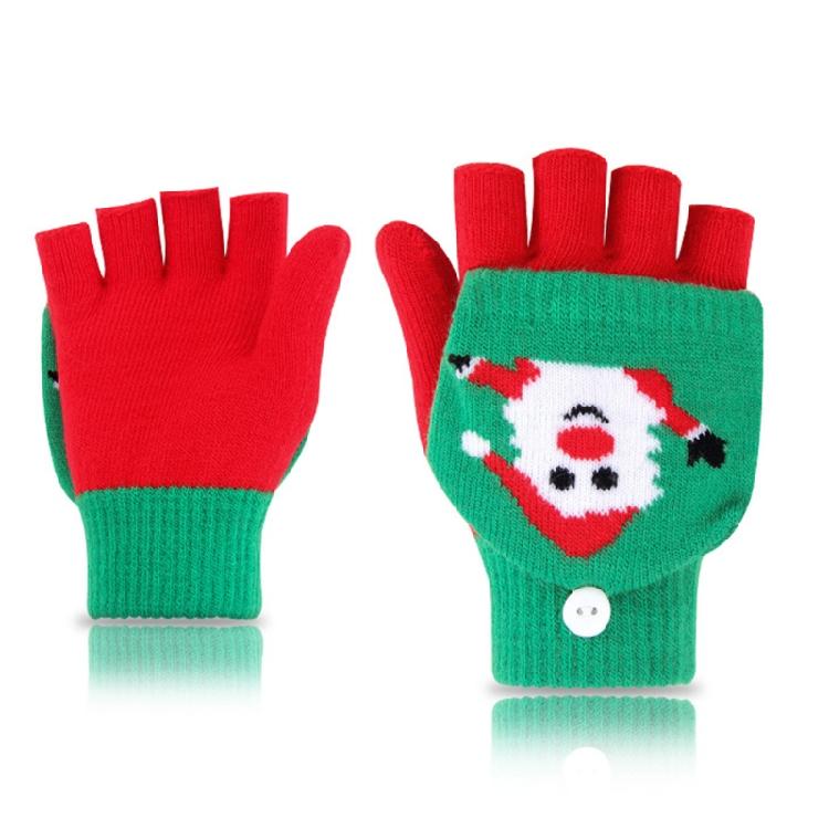 Soft Winter Gloves Warm Mitten Flip Half&Full Finger Christmas Convertible Glove