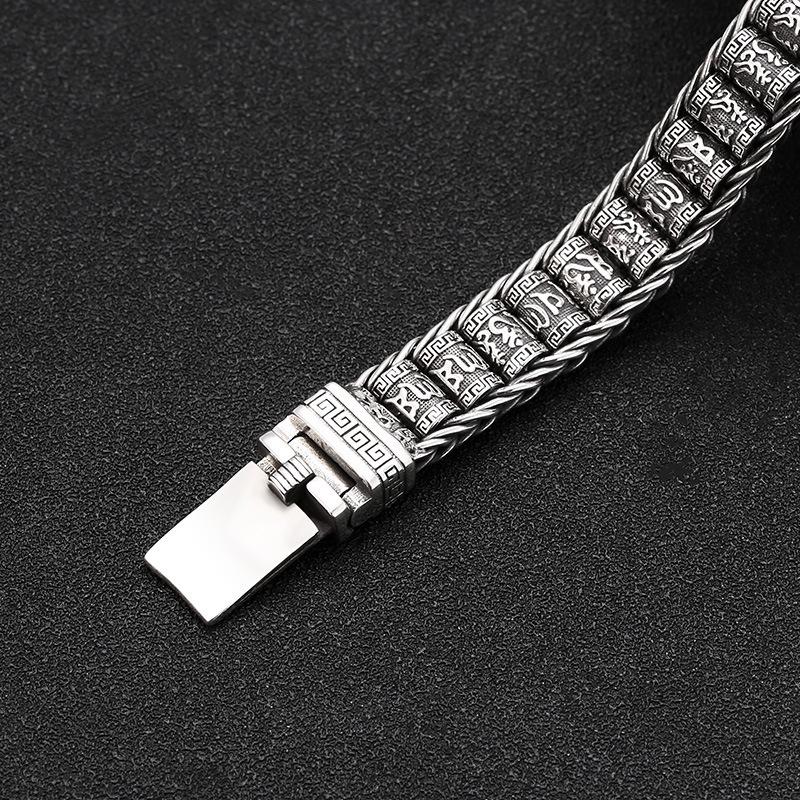 Trendy Douyin Lulutong Six-Character Mantra Bangle - Light Luxury Retro Design for Men & Women