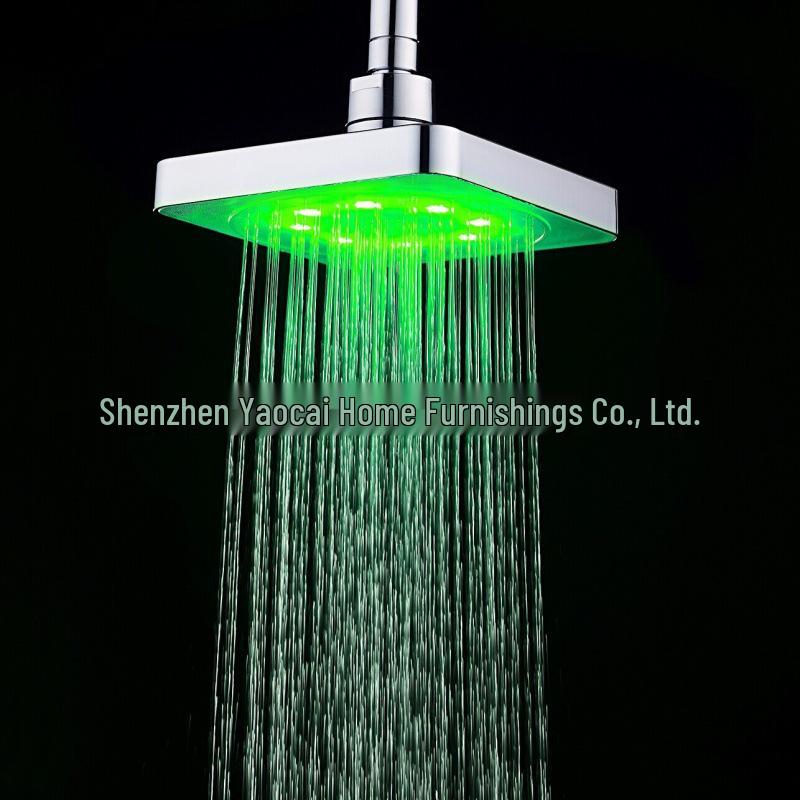 Temperatuurgevoelige LED Douchekop met 7-kleurige Verlichting, 6-Inch Model 8020-B1