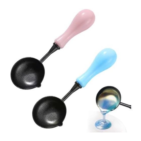 PAVIKE Sealing Stamp Spoon 2 Pieces Wax Sealing Wax Bead Melting Spoon Sealing Wax Melting Tool Melting Furnace Tool Seal Envelope Sealing Stamp Seal