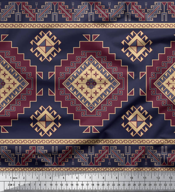 Soimoi Japonská krepdešínová saténová látka Aztécký panelová tištěná látka 1 metr 42 palců