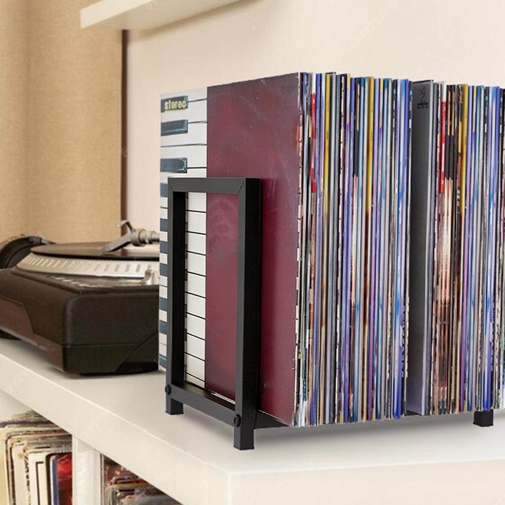 Modern Black Metal Frame Vinyls Record Shelf For Showcases and Organizing Favorite Albums