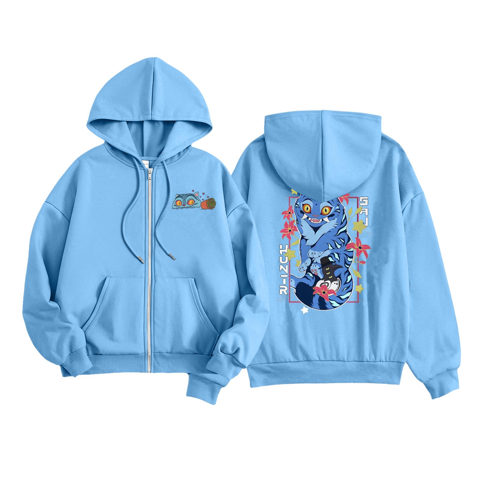 

Детская мода Женская легкая толстовка с длинным рукавом на молнии Толстовка с принтом и карманами 100