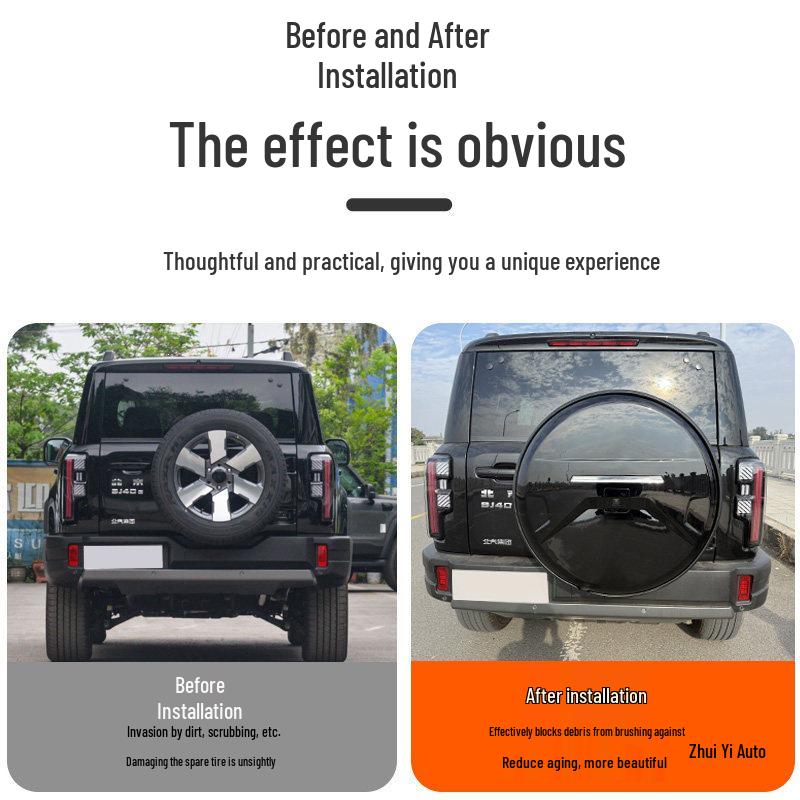Beijing BJ40E Models 13-26 New Range-Extended Spare Tire Cover - Stainless Steel Rear Modification Accessory
