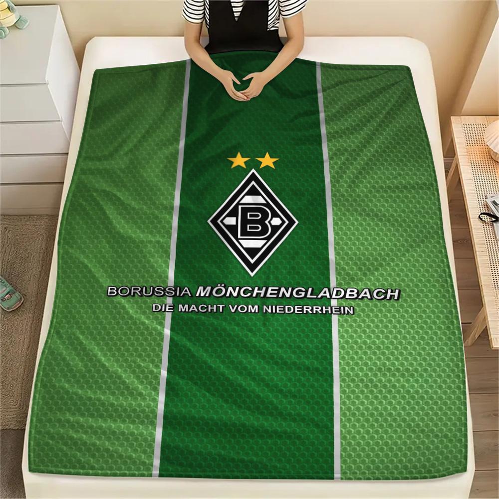 1 szt. Koc Flanelowy z Nadrukiem Borussia Mönchengladbach Wysokiej Jakości Ciepły Komfortowy Pokrycie na Wszystkie Pory Roku Idealny na Prezenty Wystrój Domu