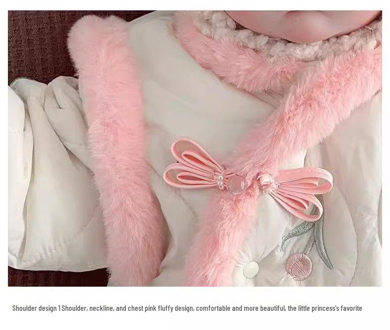 Super Cute Fleece-Lined Baby Winter Romper Jumpsuit with Cotton-Padded Jacket