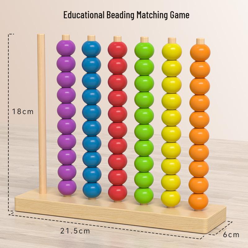 Colorful Wooden Beaded Counting Frame Educational Toy for Toddlers