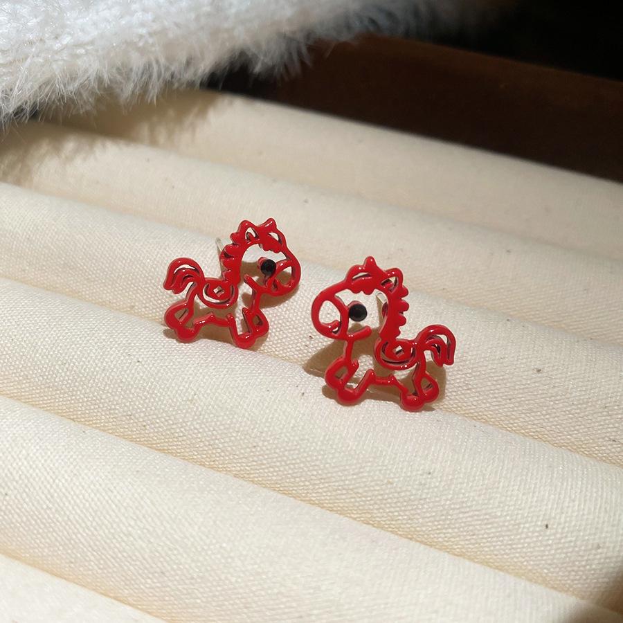 Silver needle zircon pearl natal pony earrings new Chinese style retro earrings light luxury high-end earrings