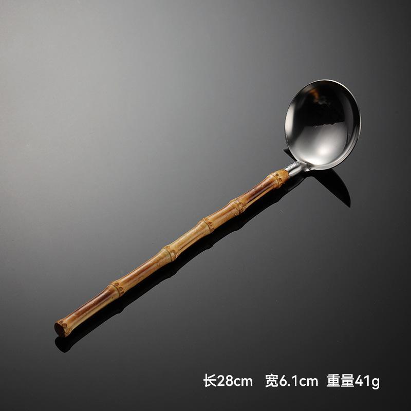 304 Stainless Steel Bamboo and Wood Handle Japanese Soup Shell Colander Mini Shovel Multi-style Mesh Colander Natural Bamboo Joint