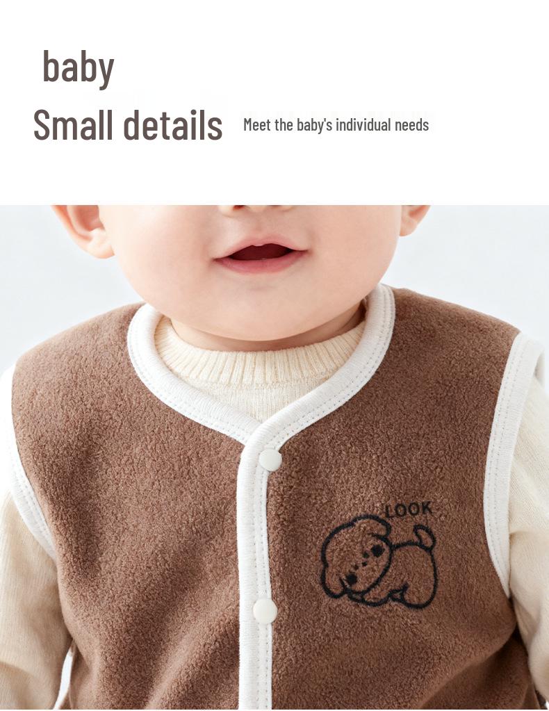 Vestă Coral Fleece Căptușită cu Fleece pentru Bebeluși, Băieți și Fete - Îmbrăcăminte Exterioară Caldă pentru Toamnă/Iarnă