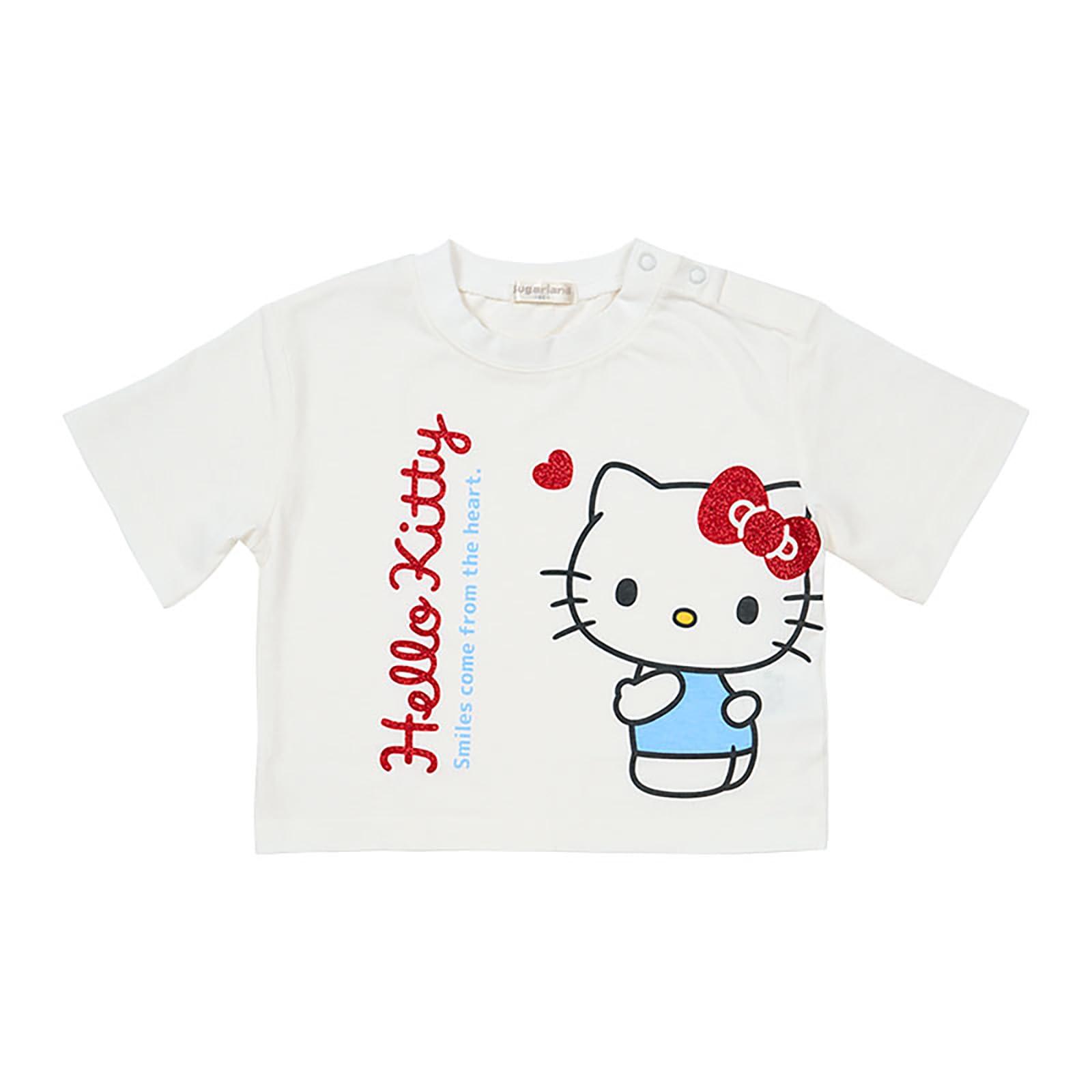 Sanrio Kids Hello 826804 Short-Sleeve T-Shirt, Kitty, White, 90cm,