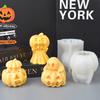 3D Bull Horn Pumpkin Candle Silicone Mold DIY Dark Ghost Pumpkin Combination Gypsum Resin Mold Halloween Gift Making Tool