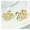 A151 Korean Antique Silver Blackened Swan Stud Earrings