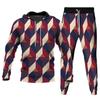 Pánské Jogging Kalhoty Mikina Patchwork Mikiny s 3D potiskem Kalhoty 2dílná sada Streetwear Běžné Teplákové Pánské Oversized S-6XL