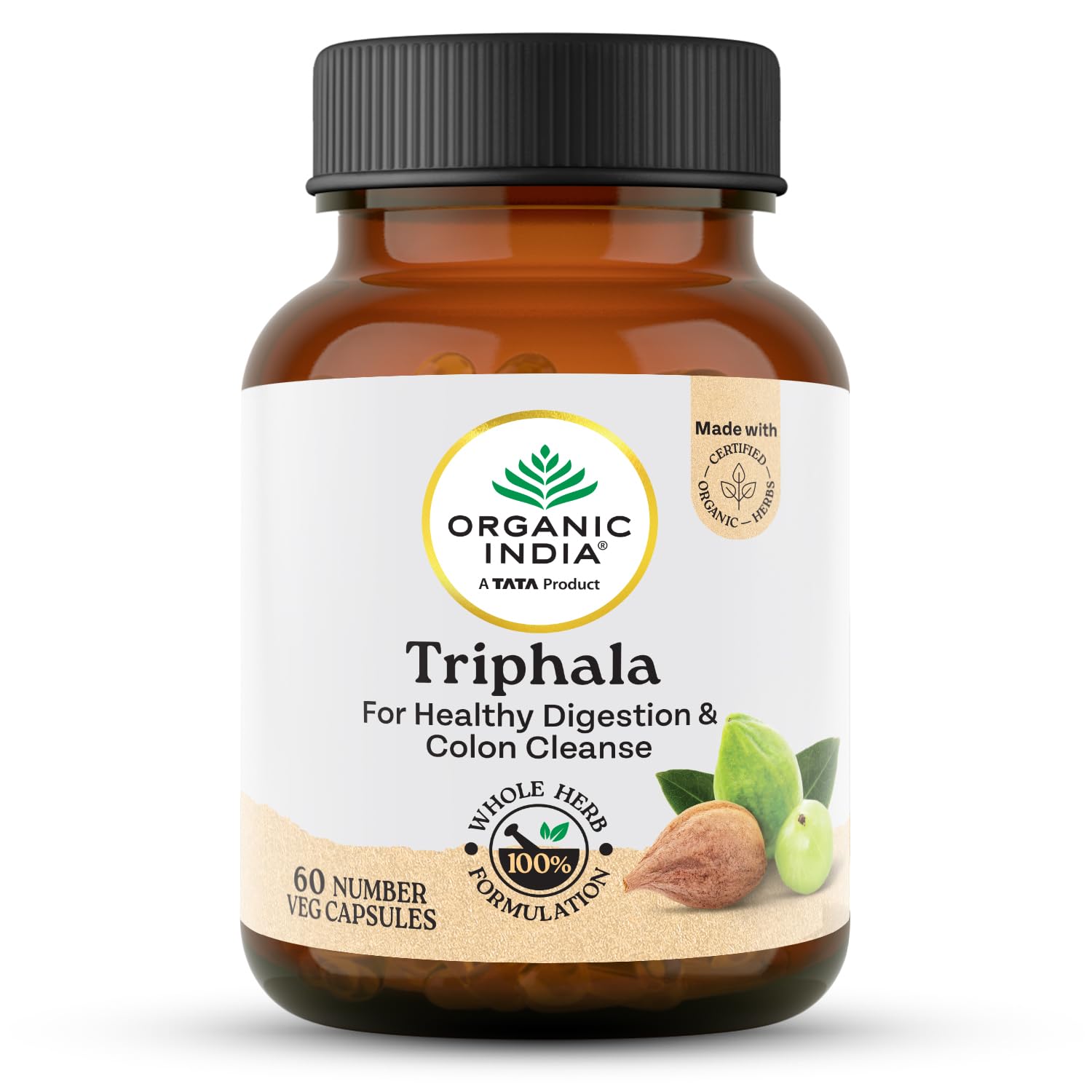 

TATA Organic India Triphala Capsules 60 Caps for Digestion, Gut Health, Colon Support, Immune Boost, Natural Antioxidants