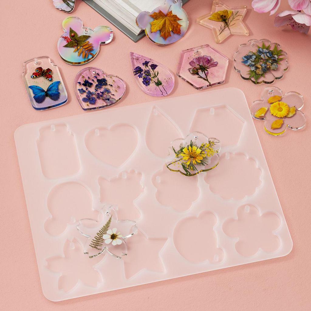 Diy Dropper Geometric Shape Pendant Silicone Mold Earrings Hanging Keychain Jewelry Love Cat Head Silicone Mold