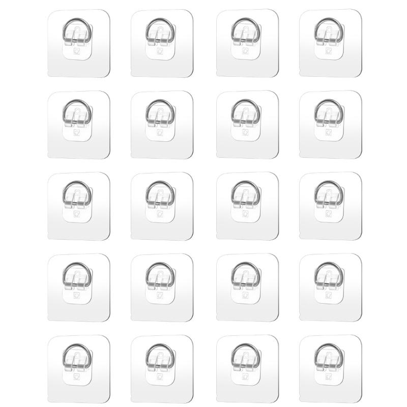 20Pcs Easy Installation Invisible Plate Hangers Strong Adhesive D Hooks For Wall Mounting Pictures Frames Kitchenwares
