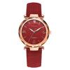 Elegant Women PU Leather Strap Quartz Watch Round Dial Alloy Wristwatch(Red)