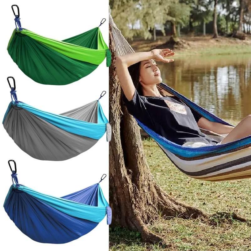 Double Nylon Hammock With Parachute Fabric For Outdoor Camping And Portable Use