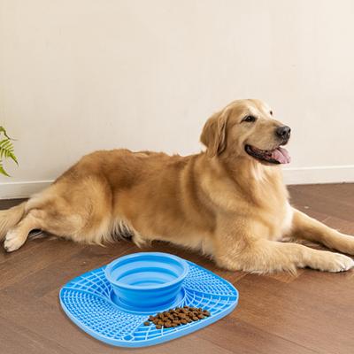Pet Slow Feeder Mat Collapsible Silicone Dog Food Bowl with Lick Mat Slow Feeding Puzzle Bowl for Dogs And Cats