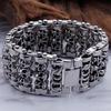Gothic Herren Schädel Armband für Männer Massiv 316L Edelstahl 35MM Breite Punk Kette Armband Handschmuck Skelett Accessoires