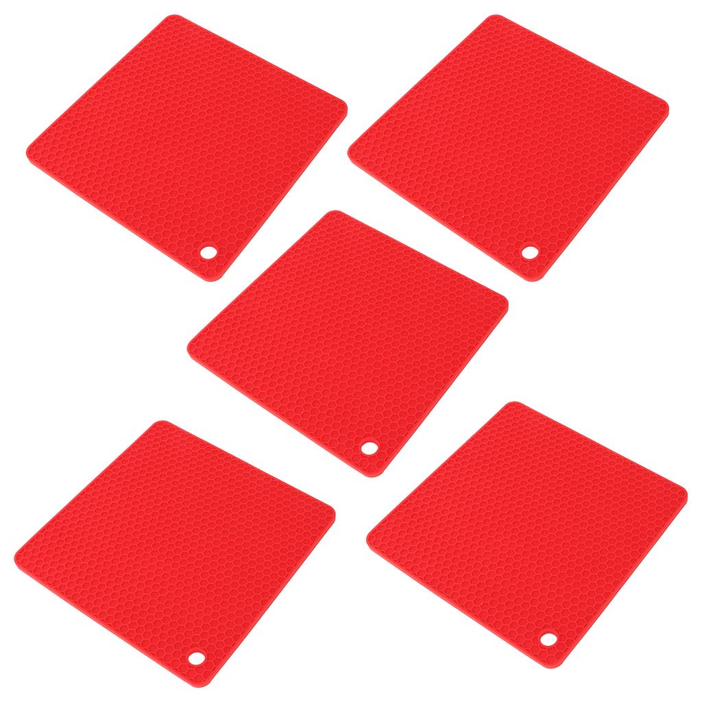5pcs Silicone Pot Holders Mat Heat Resistant Anti Slip Square Honeycomb Trivet Mat Hot Pads for