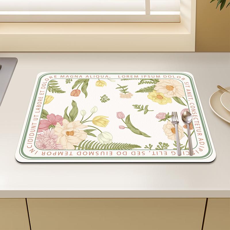 Kitchen Drain Mat Countertop Diatom Mud Absorbent Mat Dishes Water Control Mat Coffee Mat Desktop Insulation Tea Mat