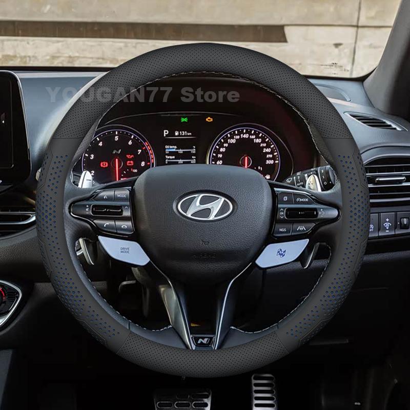 Ulqch7 Leather Car Steering Wheel Cover For Hyundai I30 i30N Fastback 2017-2024 Non-slip Auto Steering Wheel Hyundai I30 Accessories