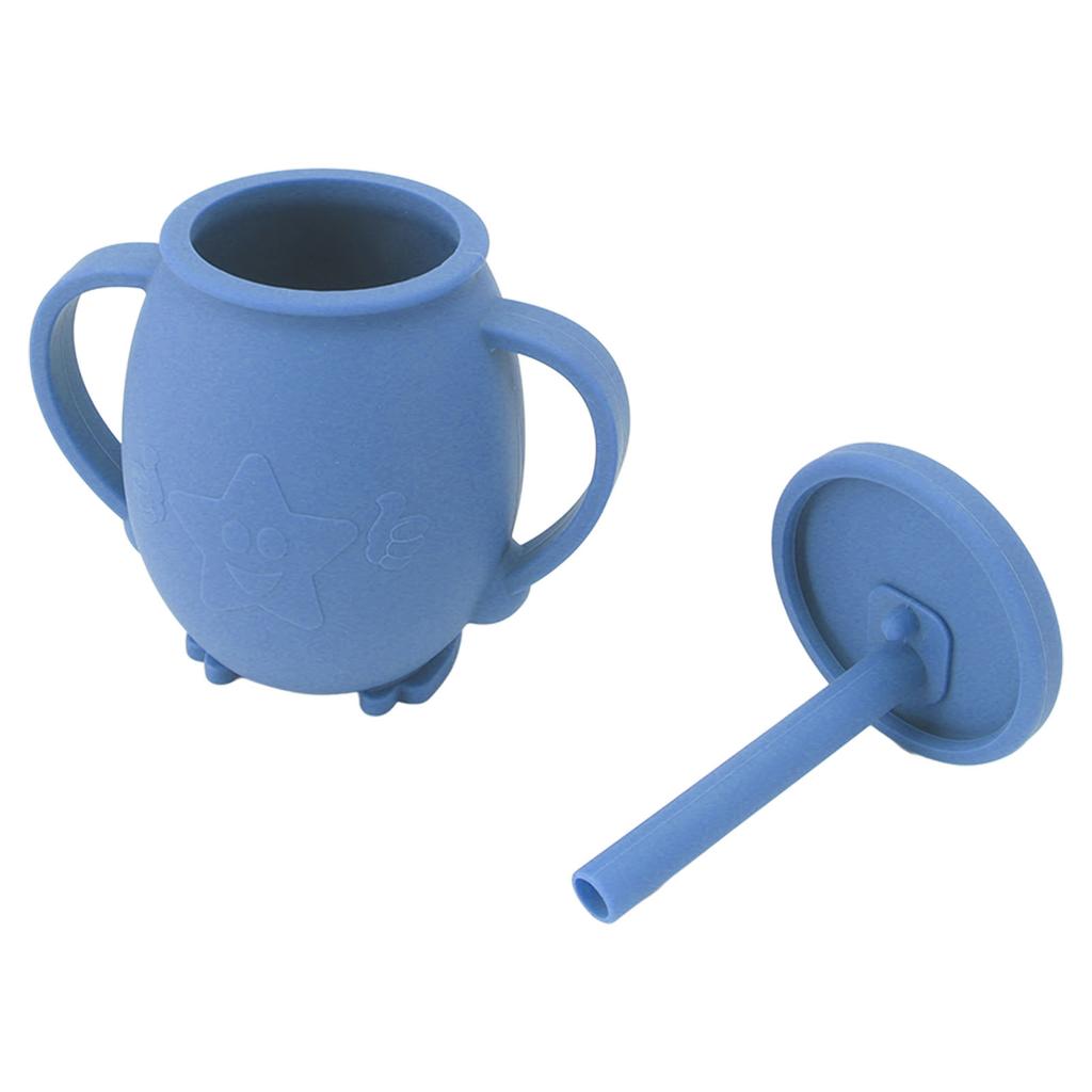 230ml Toddler Cups Silicone Training Sippy Cups with Straw Lid Non Slip Handles Spill Proof Trainer Cup for Baby