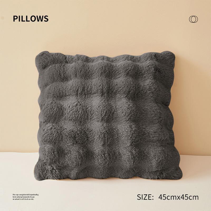 1pcs Faux Fur Solid Color 3D Soft Warm Plush Throw Pillow Covers For Living Room Sofa Bedroom Home Room Decor
