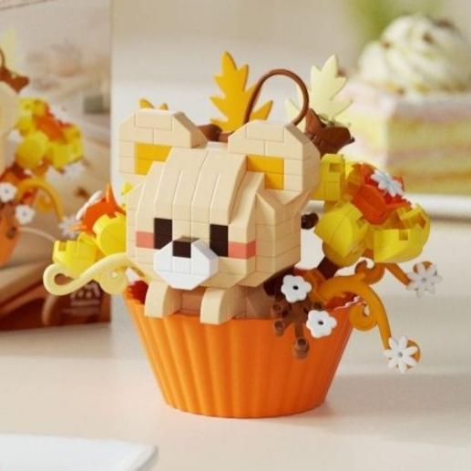 Mini Cartoon Building Blocks for Girls Children Cat Dog Animals Bricks Potted Plants Puzzle Assembly Decoration Holiday Gift