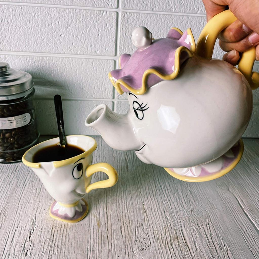 Sun Art Disney and the Potts and Chip Tea Set Teacup Set Tea Pot Beauty and the Beast Goods Ornament Disney Interior SAN2704 "Beauty Beast" Mrs.