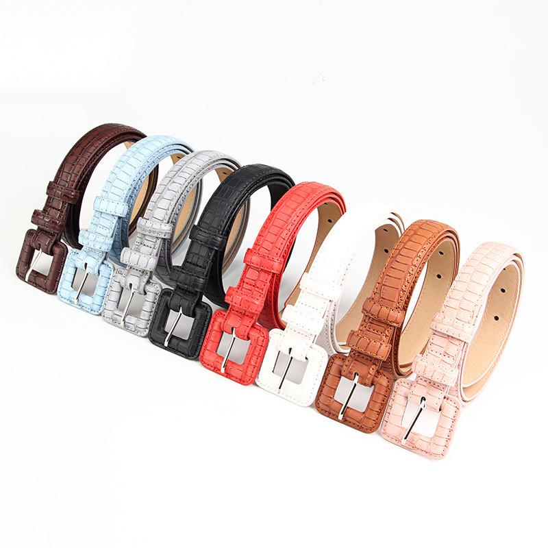 Sweet Girl Leather Belt With Stone Texture For Casual And School Style 2023 Summer Fashion