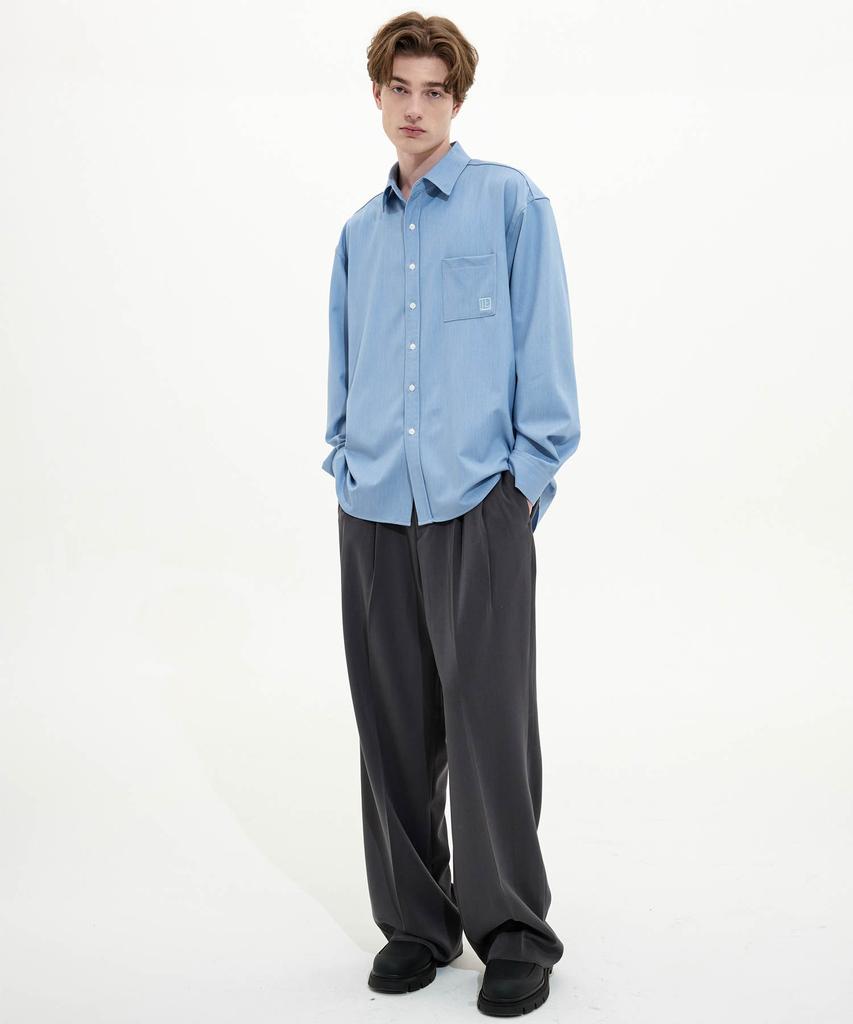 TRIP LE SENS Wrinkle-Free Oversized Denim Shirt_Light Blue