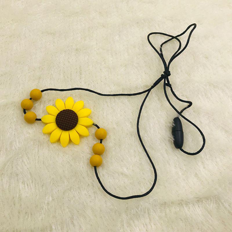 Sunflower Baby Teether Necklace Silicone Pendant Beads Teething Nursing Toys