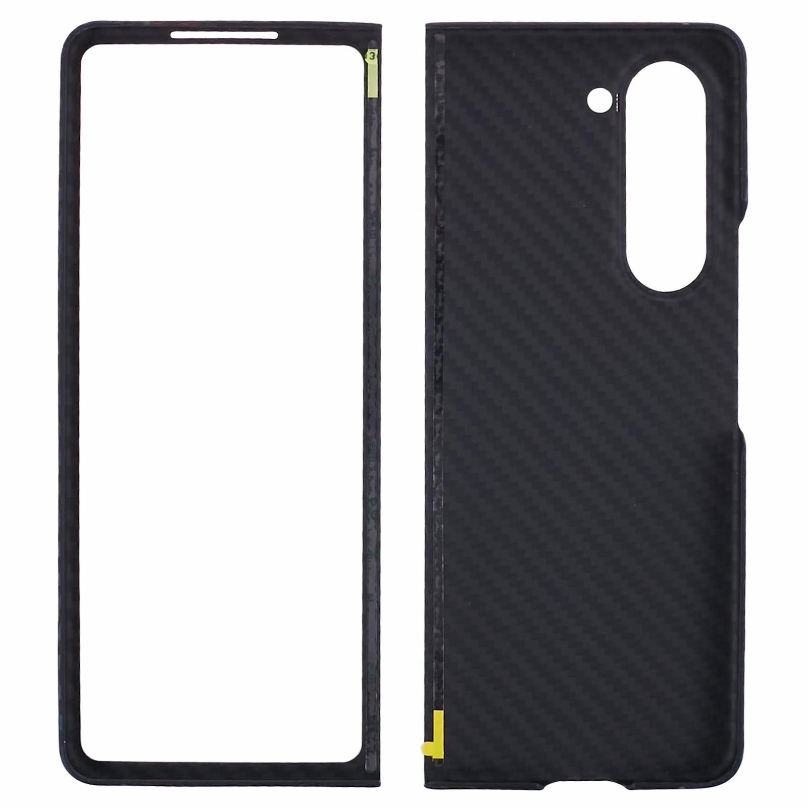 

For Samsung Galaxy Z Fold5 5G Case Color Stripe Aramid Fiber 1500D Coarse Texture Shell with Big Rear Lens A